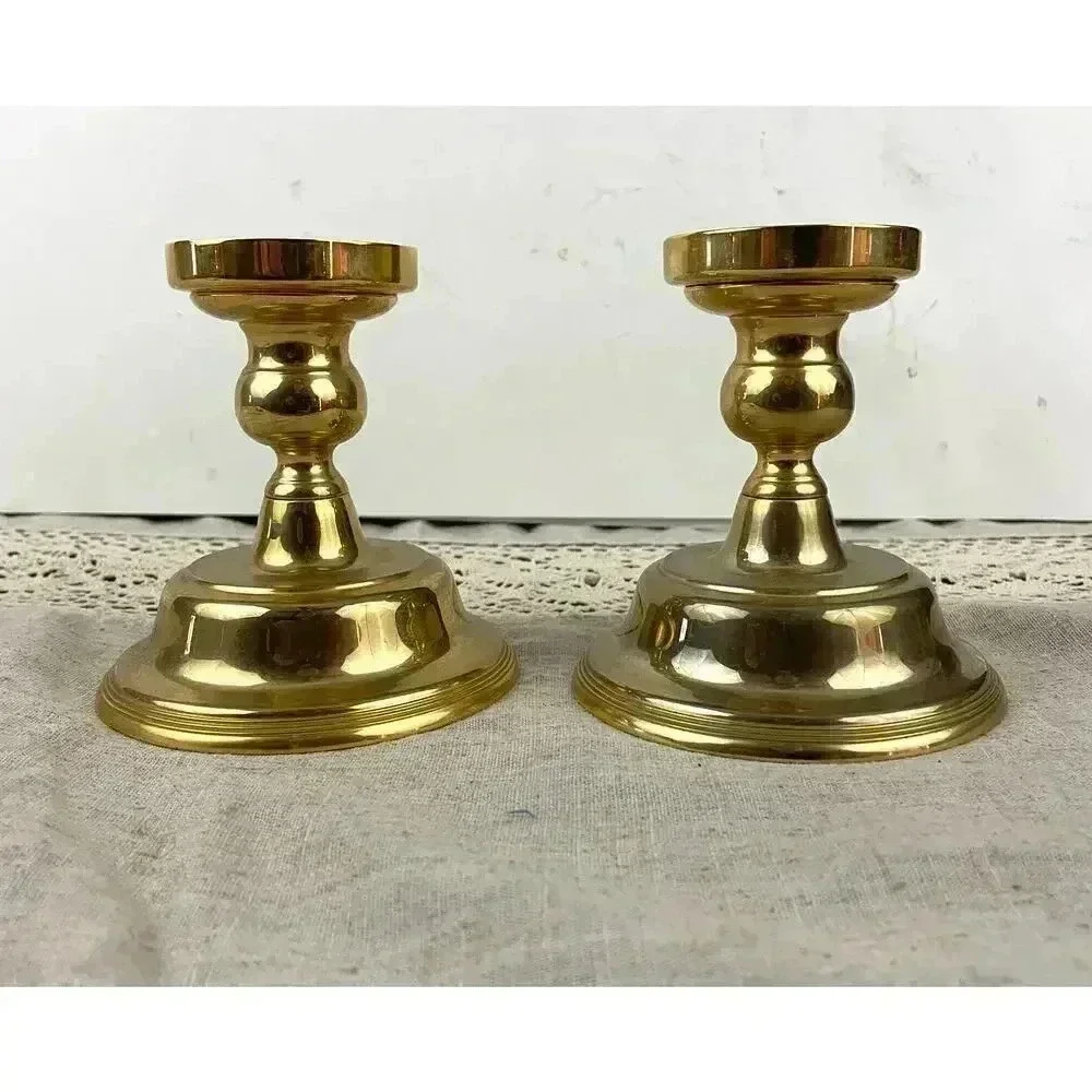 VTG Gold Tone Candlestick Candle Holders W/Inserts‎ International Silver Company
